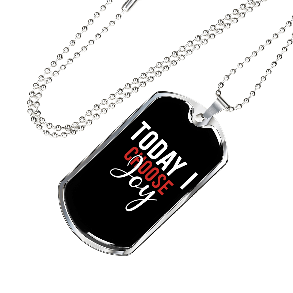 Today I Choose Joy Christian Necklace Stainless Steel or 18k Gold Dog Tag 24" Chain-Express Your Love Gifts
