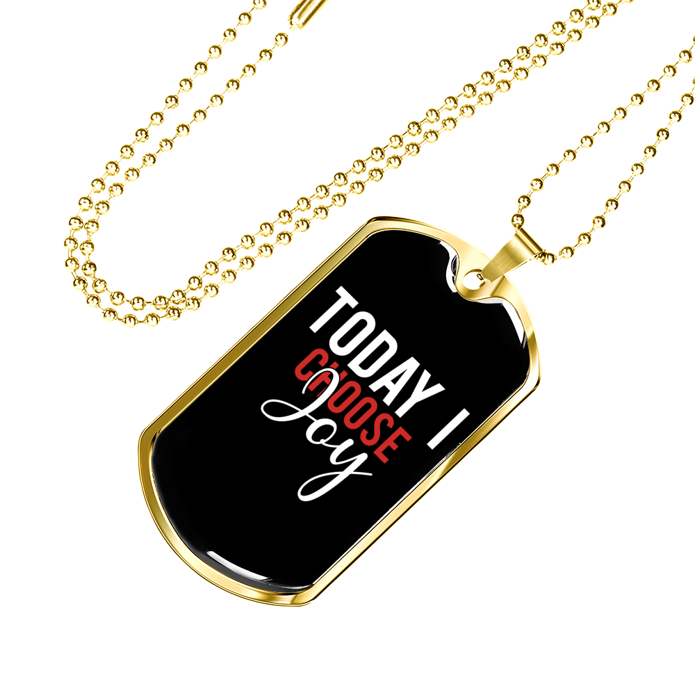 Today I Choose Joy Christian Necklace Stainless Steel or 18k Gold Dog Tag 24" Chain-Express Your Love Gifts