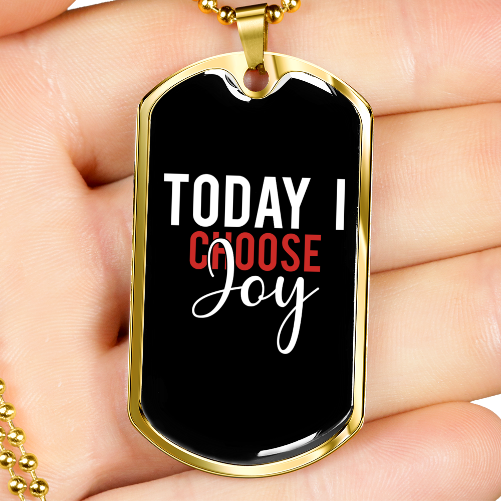 Today I Choose Joy Christian Necklace Stainless Steel or 18k Gold Dog Tag 24" Chain-Express Your Love Gifts
