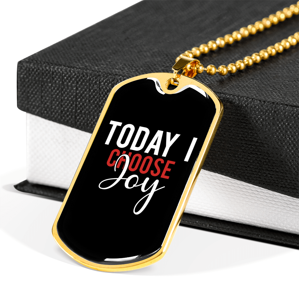 Today I Choose Joy Christian Necklace Stainless Steel or 18k Gold Dog Tag 24" Chain-Express Your Love Gifts