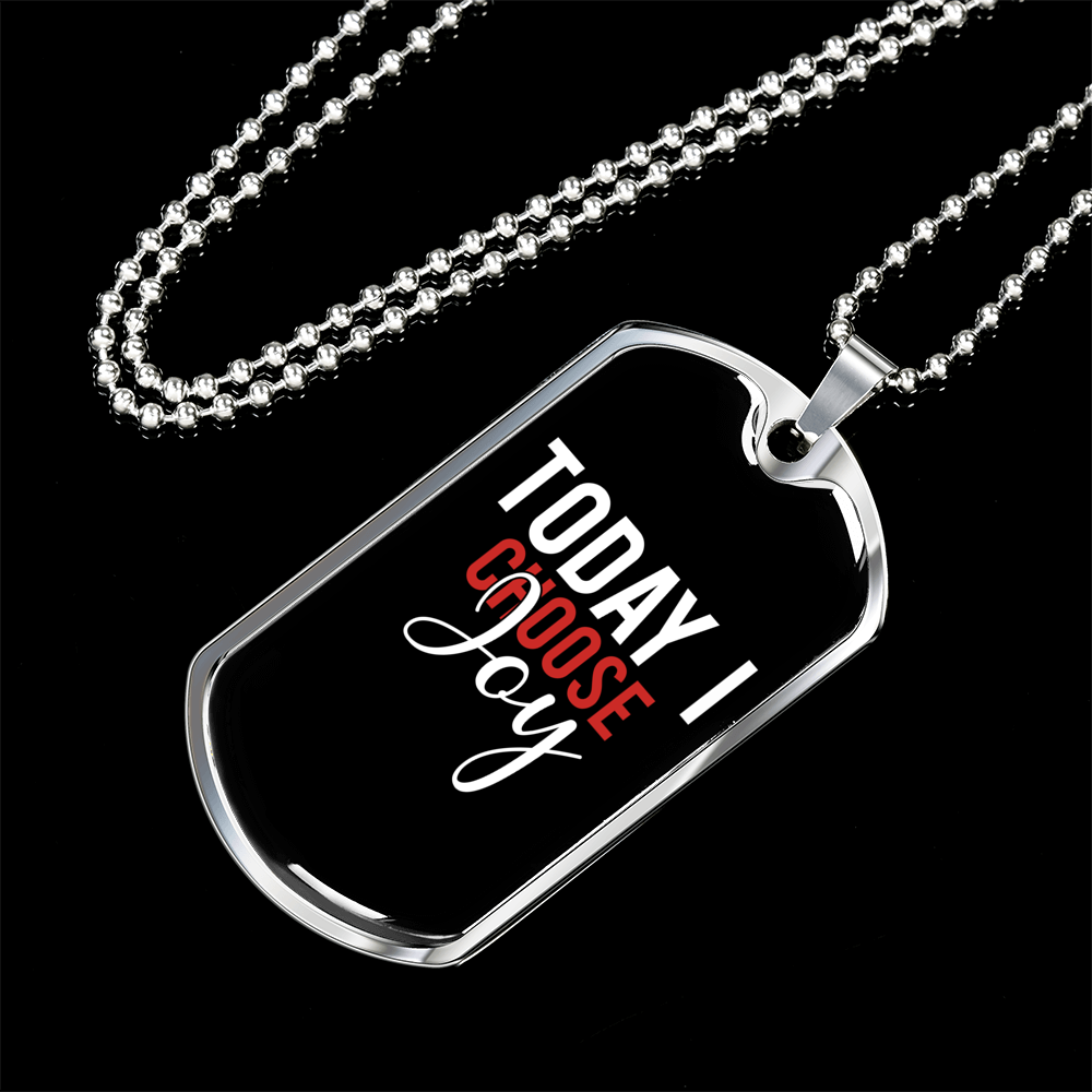 Today I Choose Joy Christian Necklace Stainless Steel or 18k Gold Dog Tag 24" Chain-Express Your Love Gifts
