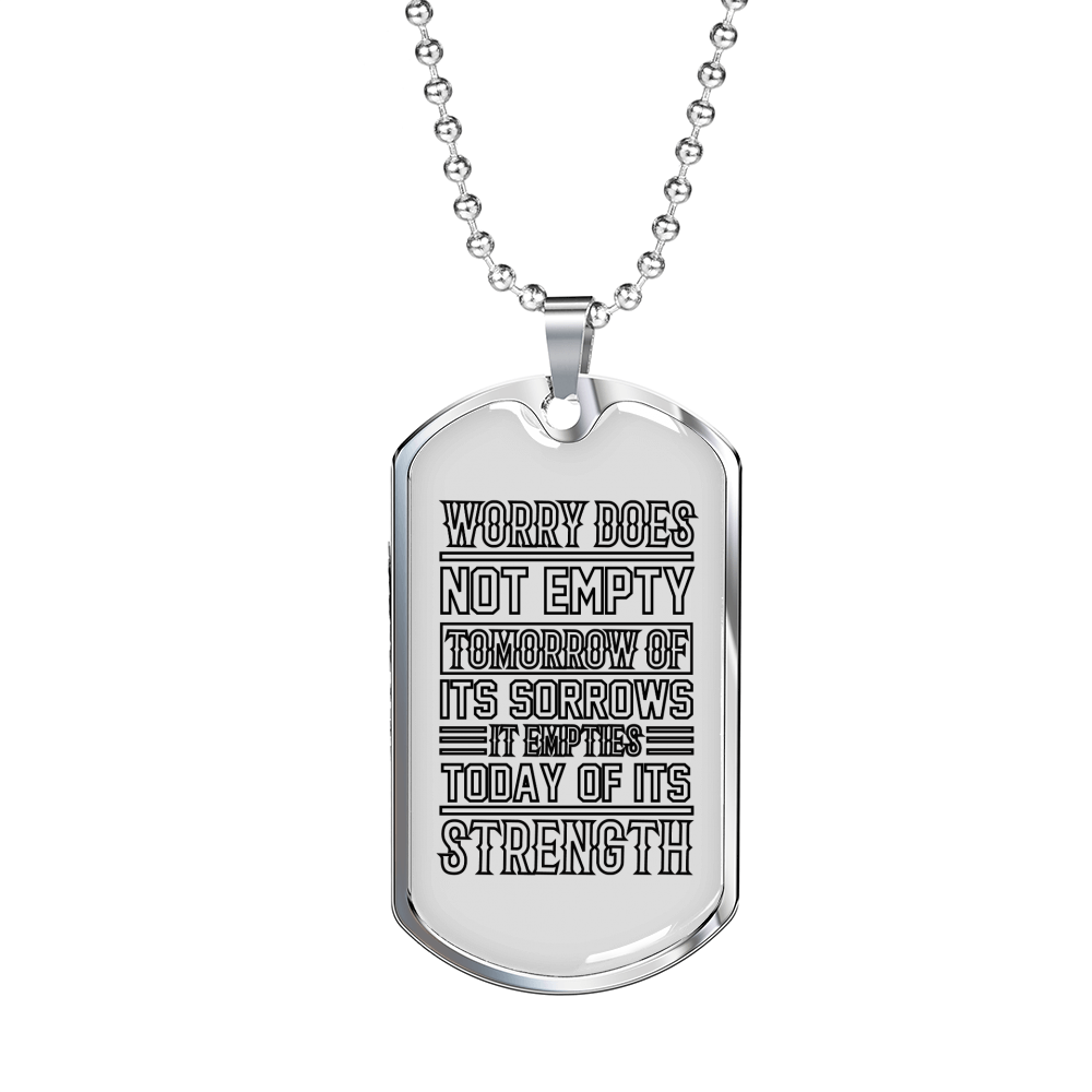 Today Of Its Strength Christian Necklace Stainless Steel or 18k Gold Dog Tag 24" Chain-Express Your Love Gifts