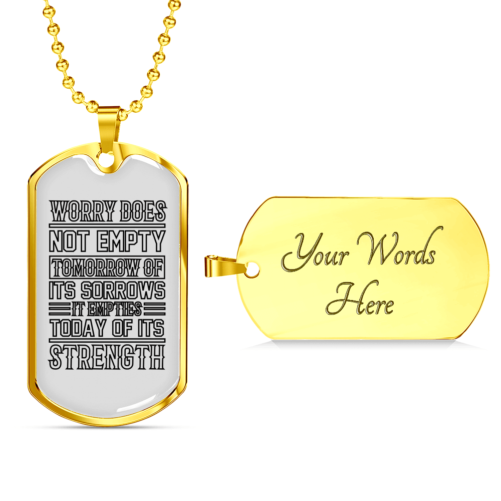 Today Of Its Strength Christian Necklace Stainless Steel or 18k Gold Dog Tag 24" Chain-Express Your Love Gifts