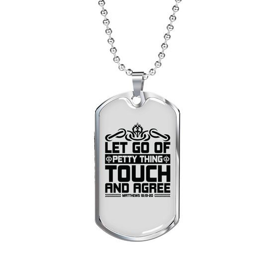 Touch And Agree Black Christian Necklace Stainless Steel or 18k Gold Dog Tag 24" Chain-Express Your Love Gifts