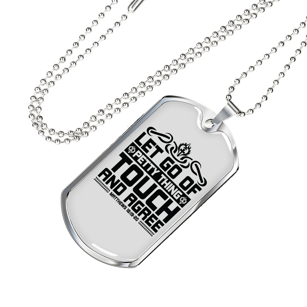 Touch And Agree Black Christian Necklace Stainless Steel or 18k Gold Dog Tag 24" Chain-Express Your Love Gifts