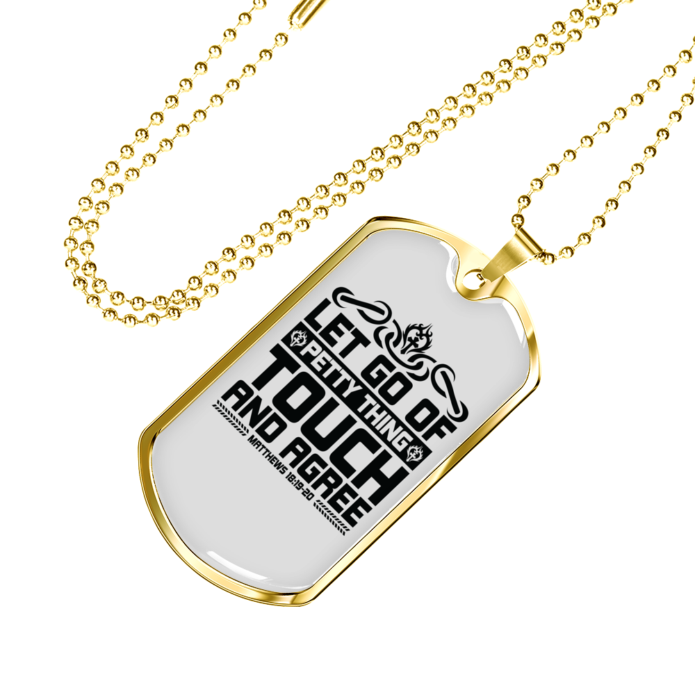 Touch And Agree Black Christian Necklace Stainless Steel or 18k Gold Dog Tag 24" Chain-Express Your Love Gifts