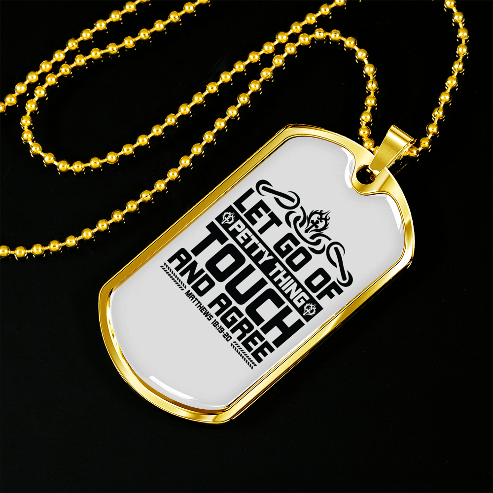 Touch And Agree Black Christian Necklace Stainless Steel or 18k Gold Dog Tag 24" Chain-Express Your Love Gifts