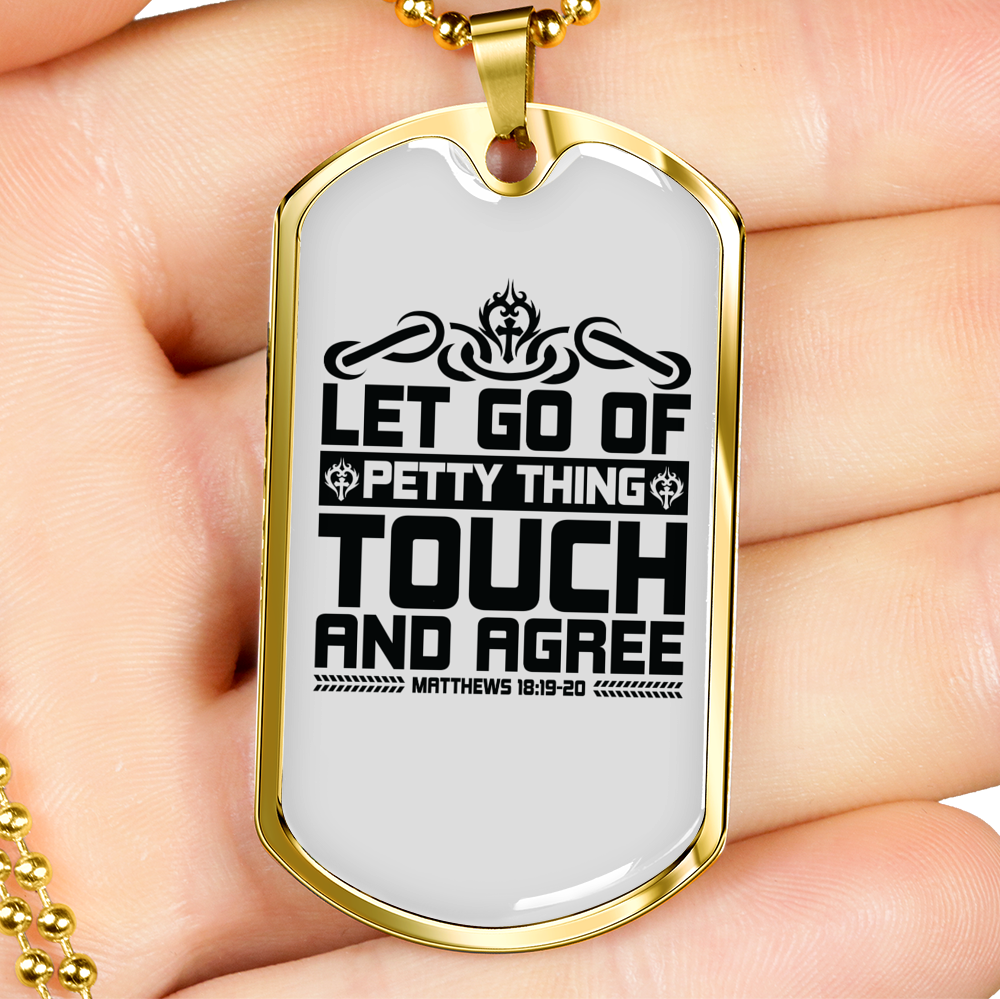 Touch And Agree Black Christian Necklace Stainless Steel or 18k Gold Dog Tag 24" Chain-Express Your Love Gifts