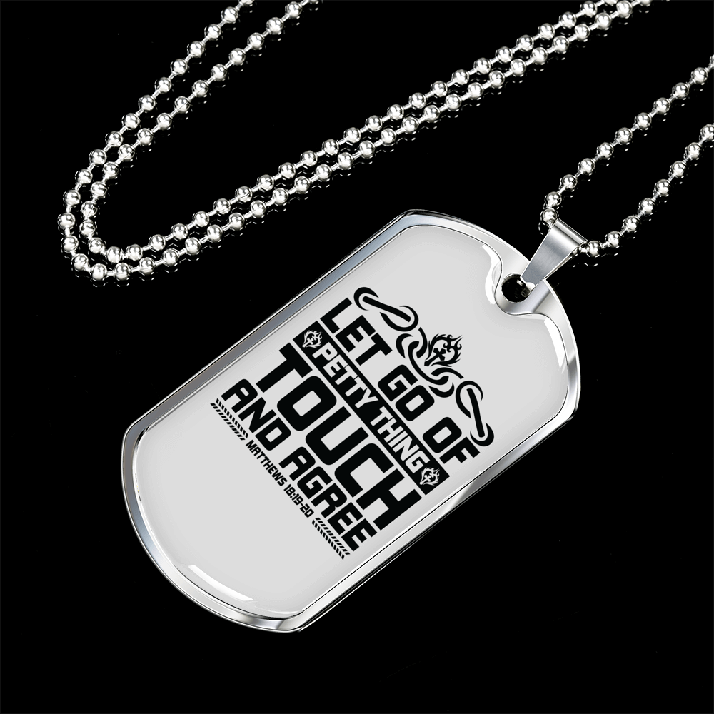 Touch And Agree Black Christian Necklace Stainless Steel or 18k Gold Dog Tag 24" Chain-Express Your Love Gifts