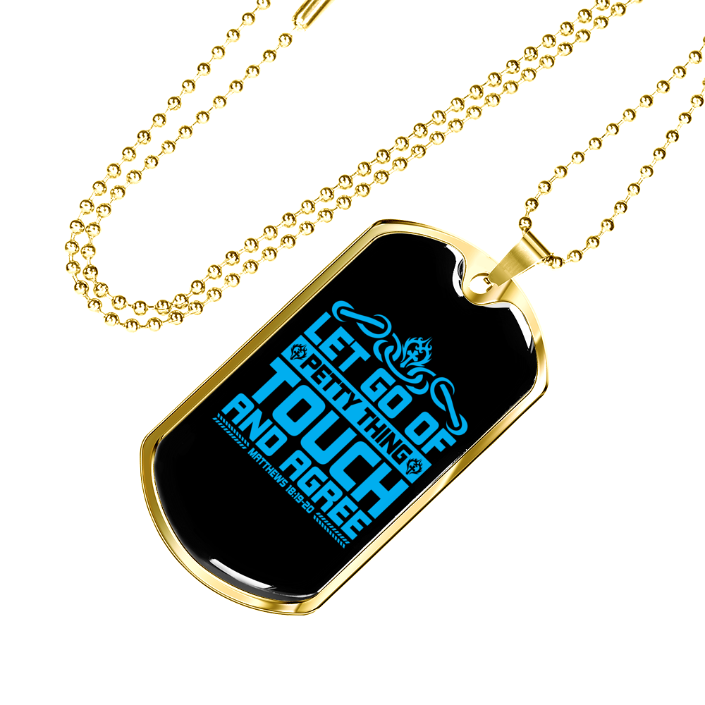 Touch And Agree Christian Necklace Stainless Steel or 18k Gold Dog Tag 24" Chain-Express Your Love Gifts