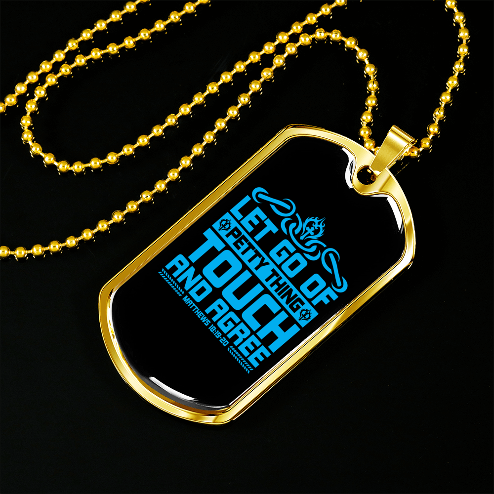 Touch And Agree Christian Necklace Stainless Steel or 18k Gold Dog Tag 24" Chain-Express Your Love Gifts