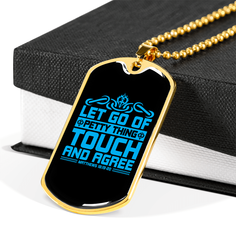 Touch And Agree Christian Necklace Stainless Steel or 18k Gold Dog Tag 24" Chain-Express Your Love Gifts