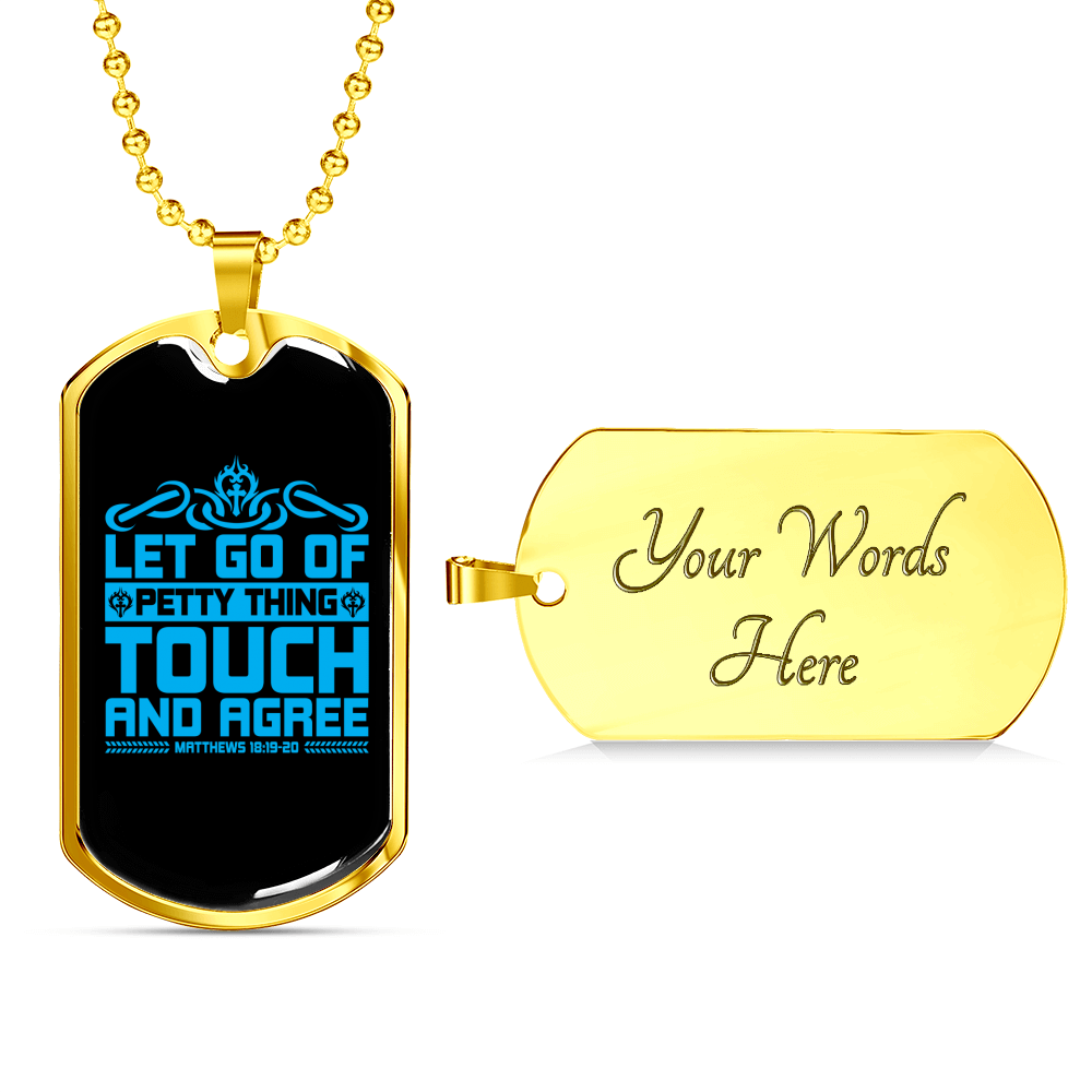 Touch And Agree Christian Necklace Stainless Steel or 18k Gold Dog Tag 24" Chain-Express Your Love Gifts