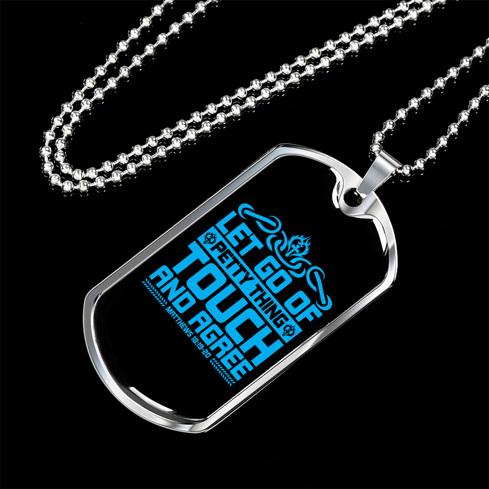 Touch And Agree Christian Necklace Stainless Steel or 18k Gold Dog Tag 24" Chain-Express Your Love Gifts