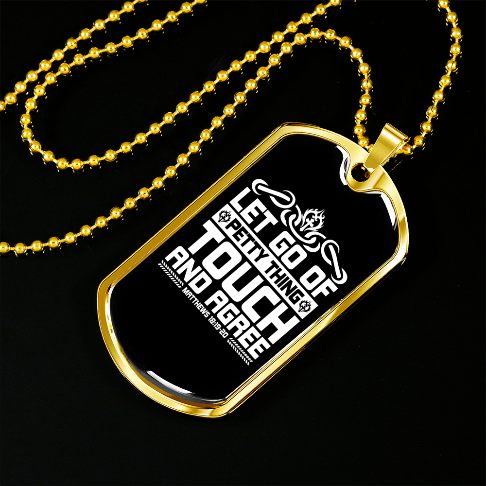 Touch And Agree White Christian Necklace Stainless Steel or 18k Gold Dog Tag 24" Chain-Express Your Love Gifts