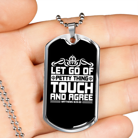 Touch And Agree White Christian Necklace Stainless Steel or 18k Gold Dog Tag 24" Chain-Express Your Love Gifts