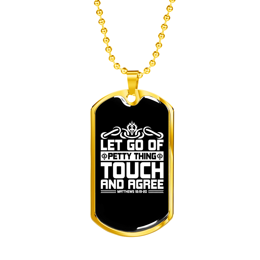 Touch And Agree White Christian Necklace Stainless Steel or 18k Gold Dog Tag 24" Chain-Express Your Love Gifts