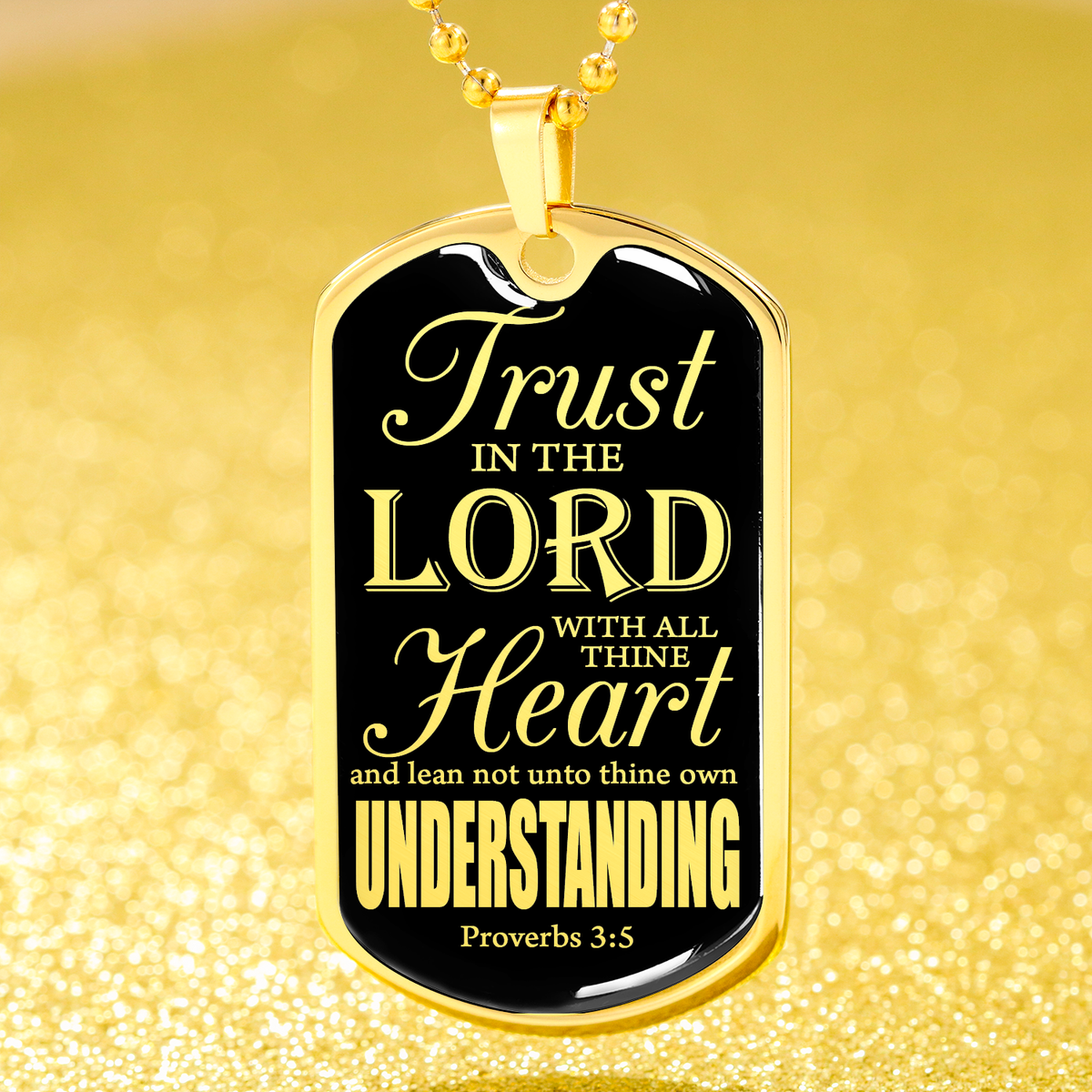 Trust God Proverbs 3:5 Necklace Stainless Steel or 18k Gold Dog Tag W 24"-Express Your Love Gifts