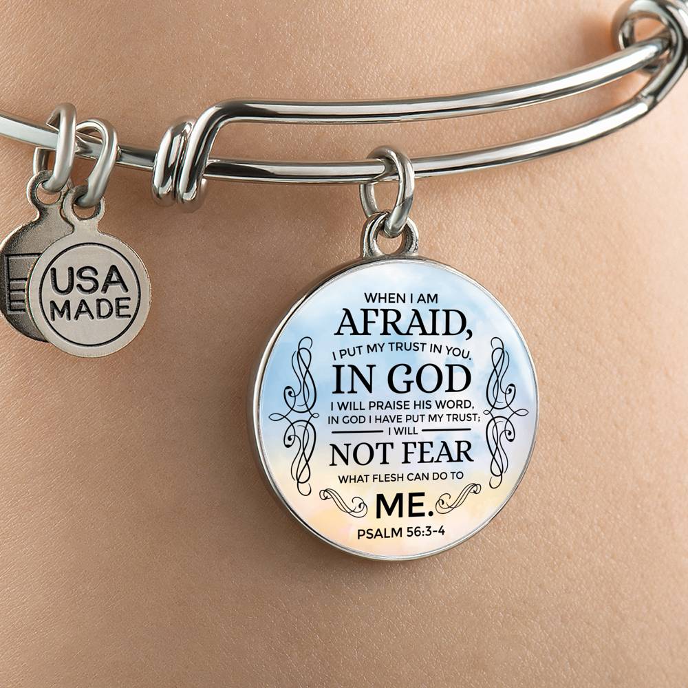 Trust In God Stainless Steel or 18k Gold Circle Bangle Bracelet - Express Your Love Gifts