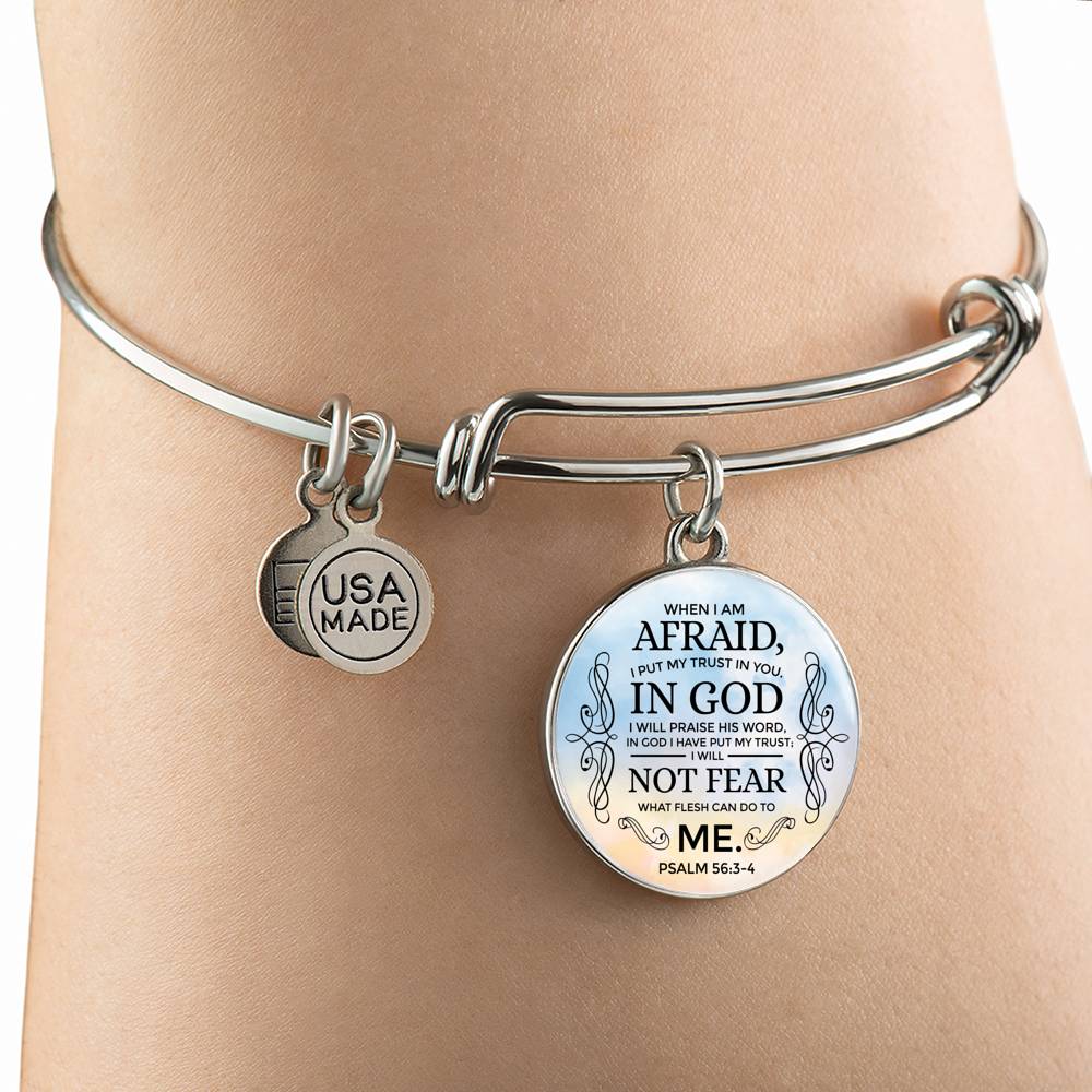 Trust In God Stainless Steel or 18k Gold Circle Bangle Bracelet - Express Your Love Gifts