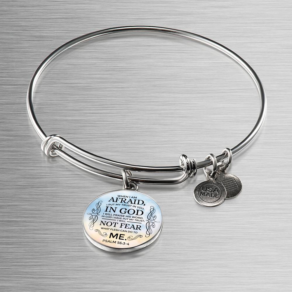 Trust In God Stainless Steel or 18k Gold Circle Bangle Bracelet - Express Your Love Gifts