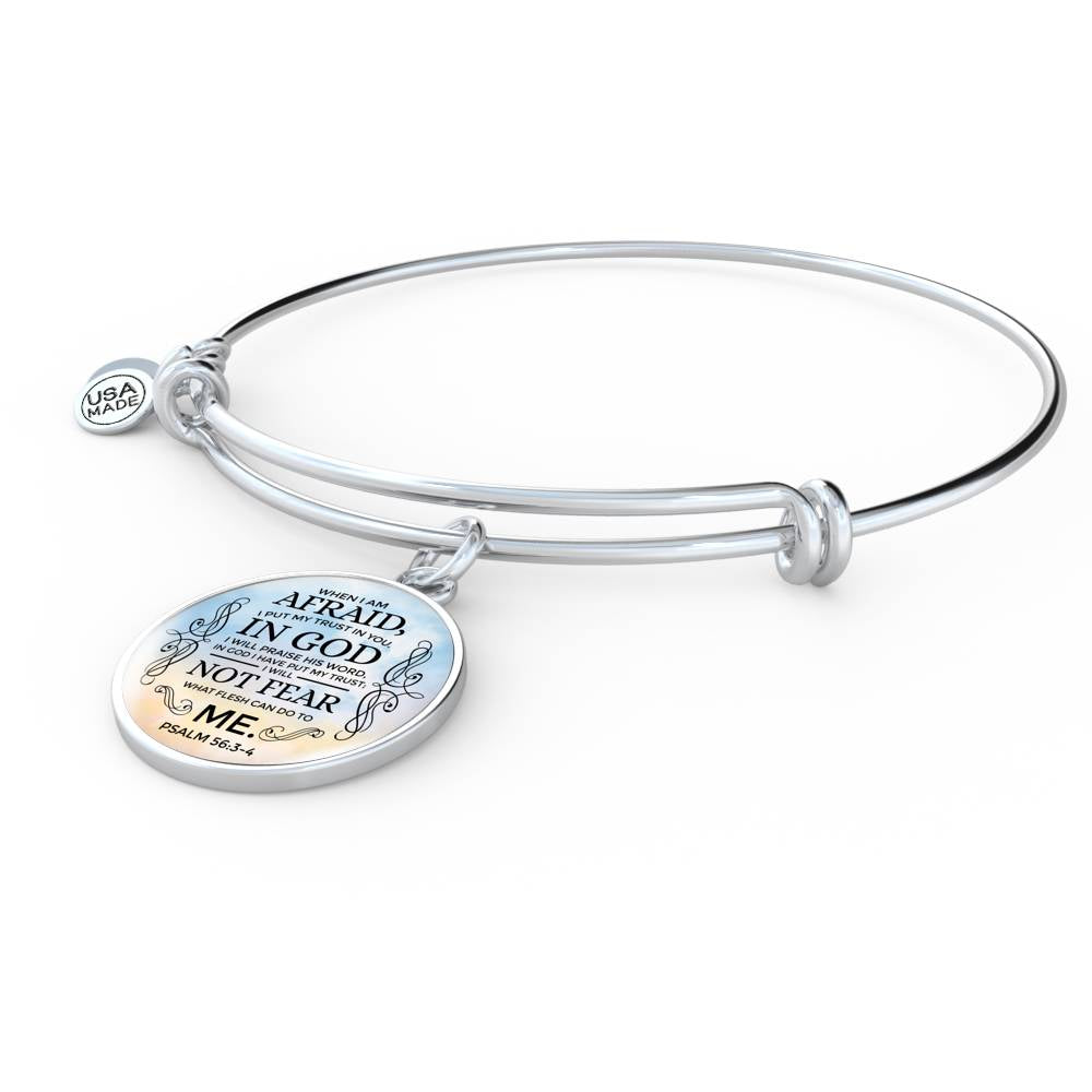 Trust In God Stainless Steel or 18k Gold Circle Bangle Bracelet - Express Your Love Gifts