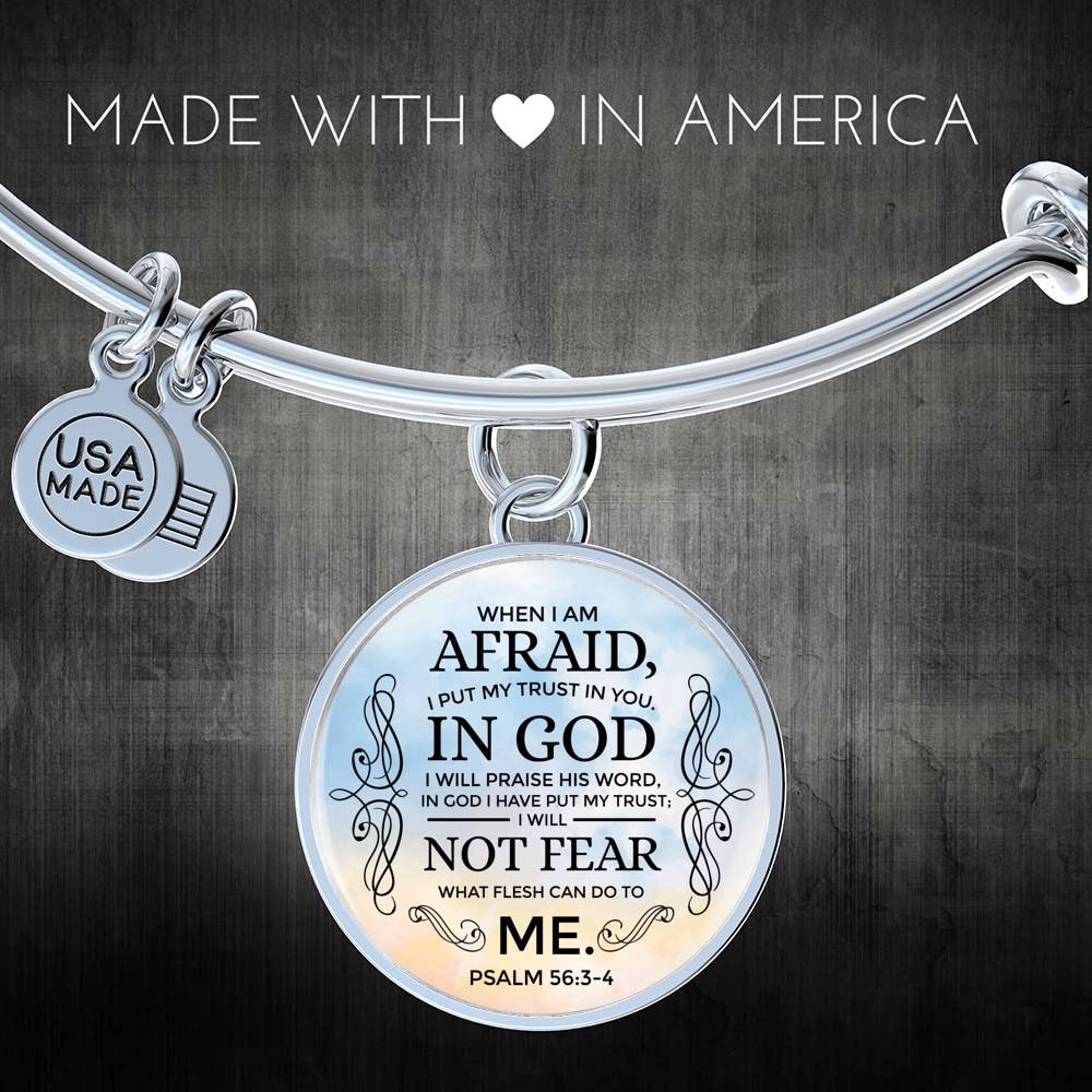 Trust In God Stainless Steel or 18k Gold Circle Bangle Bracelet - Express Your Love Gifts