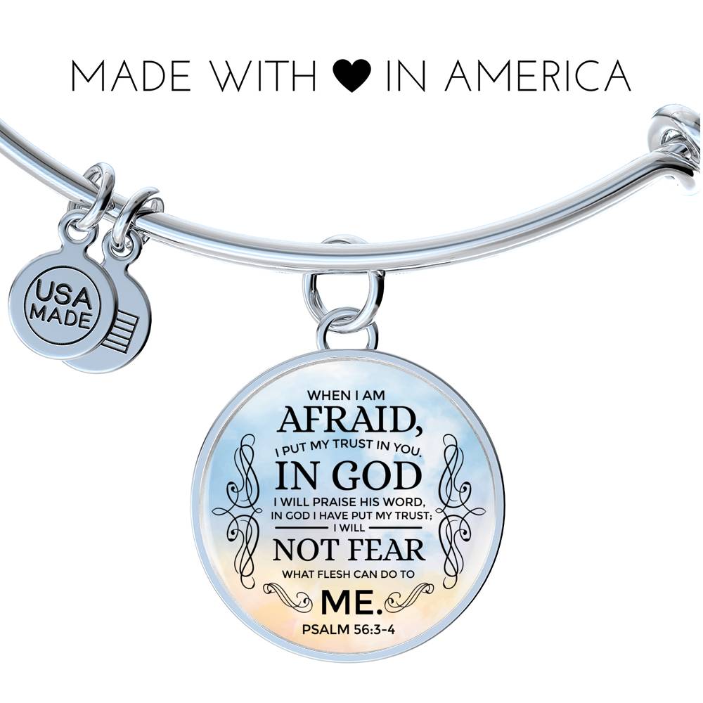 Trust In God Stainless Steel or 18k Gold Circle Bangle Bracelet - Express Your Love Gifts