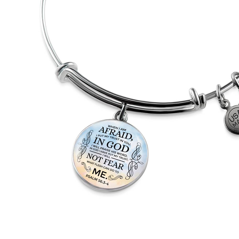 Trust In God Stainless Steel or 18k Gold Circle Bangle Bracelet - Express Your Love Gifts