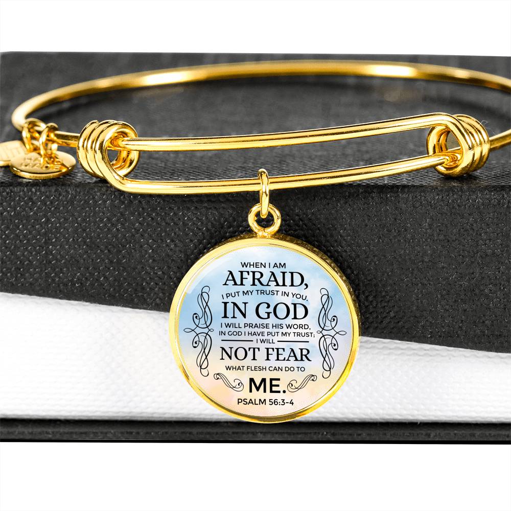 Trust In God Stainless Steel or 18k Gold Circle Bangle Bracelet - Express Your Love Gifts