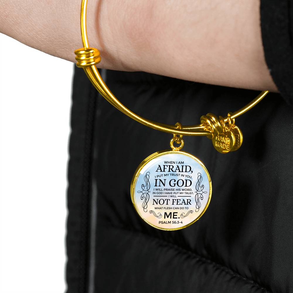 Trust In God Stainless Steel or 18k Gold Circle Bangle Bracelet - Express Your Love Gifts