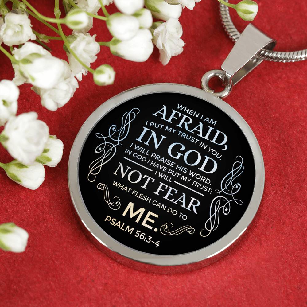 Trust In God Psalm Necklace Circle Pendant Stainless Steel or 18k Gold 18-22" - Express Your Love Gifts