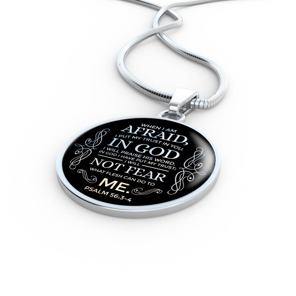 Trust In God Psalm Necklace Circle Pendant Stainless Steel or 18k Gold 18-22" - Express Your Love Gifts