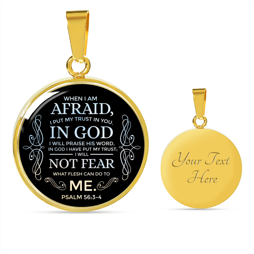 Trust In God Psalm Necklace Circle Pendant Stainless Steel or 18k Gold 18-22" - Express Your Love Gifts