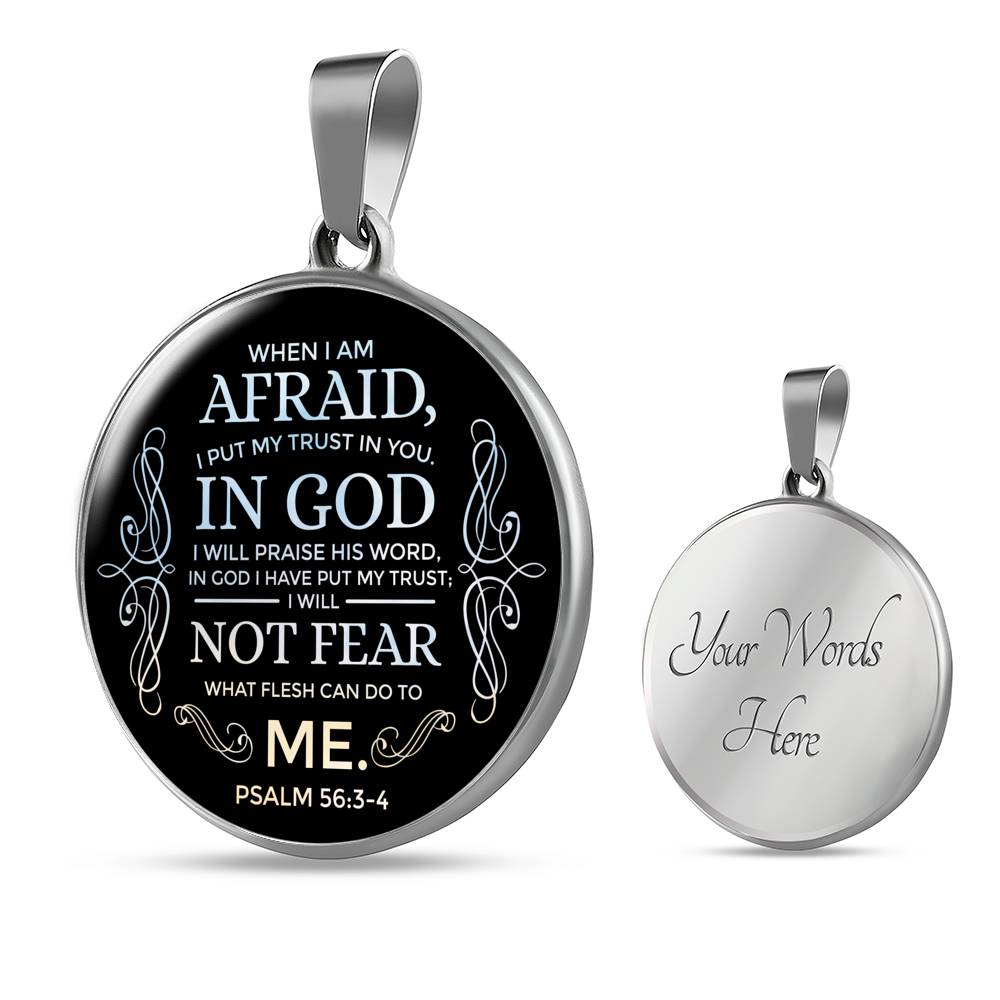 Trust In God Psalm Necklace Circle Pendant Stainless Steel or 18k Gold 18-22" - Express Your Love Gifts