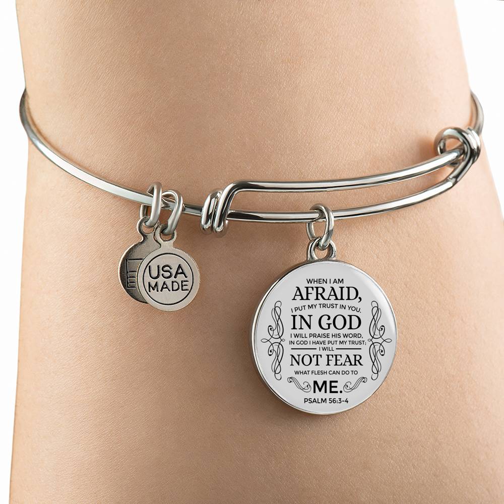 Trust In God Stainless Steel or 18k Gold Circle Bangle Bracelet - Express Your Love Gifts