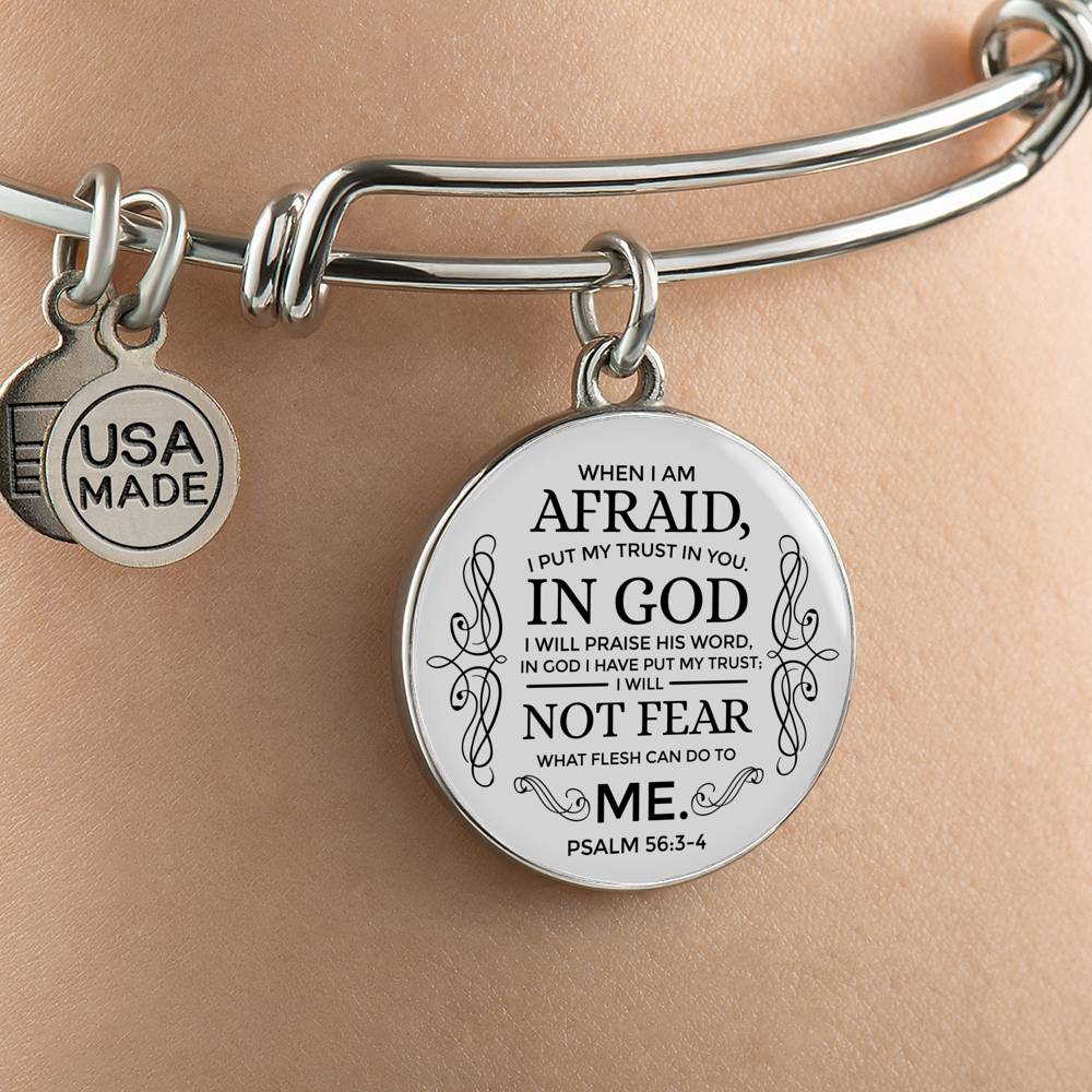 Trust In God Stainless Steel or 18k Gold Circle Bangle Bracelet - Express Your Love Gifts