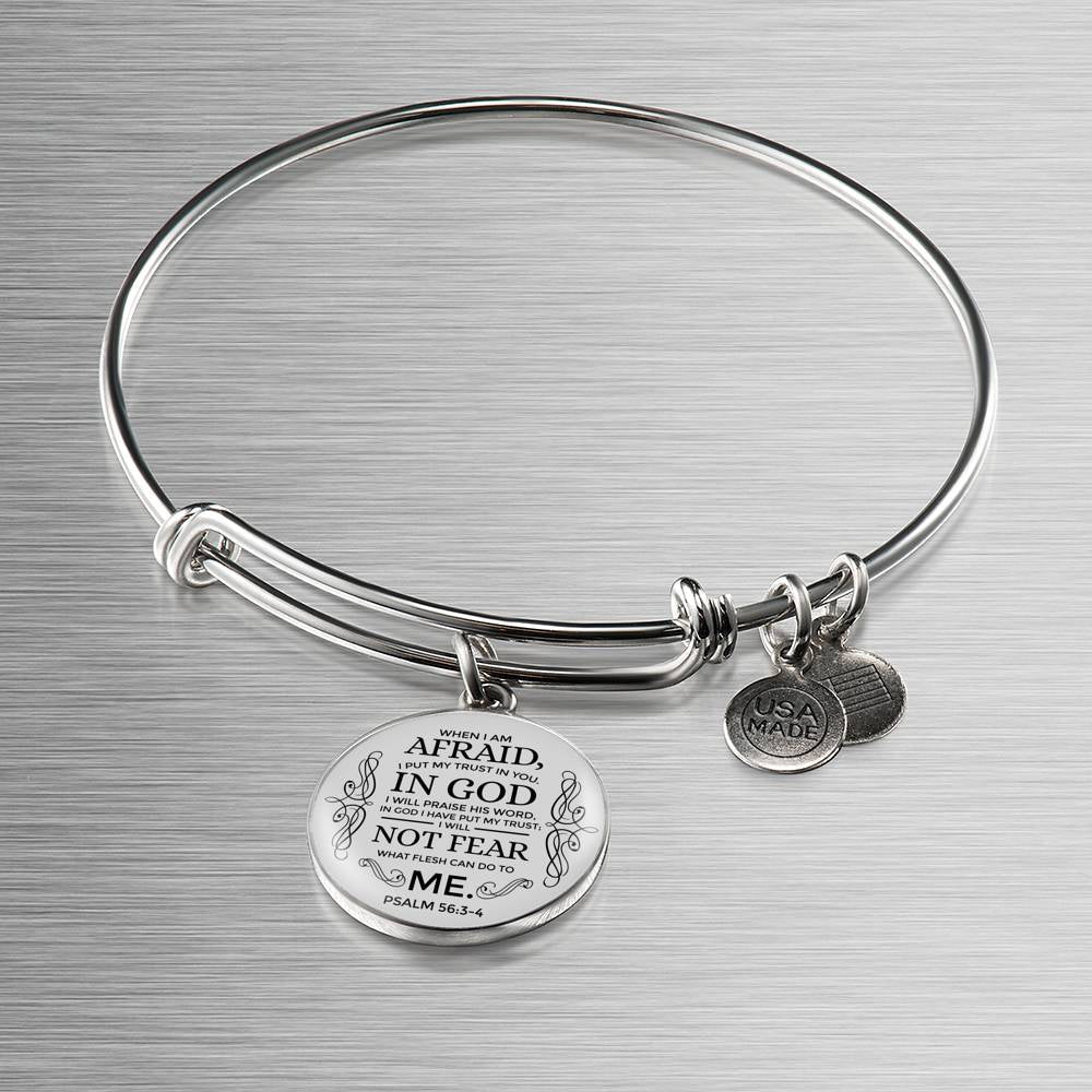 Trust In God Stainless Steel or 18k Gold Circle Bangle Bracelet - Express Your Love Gifts