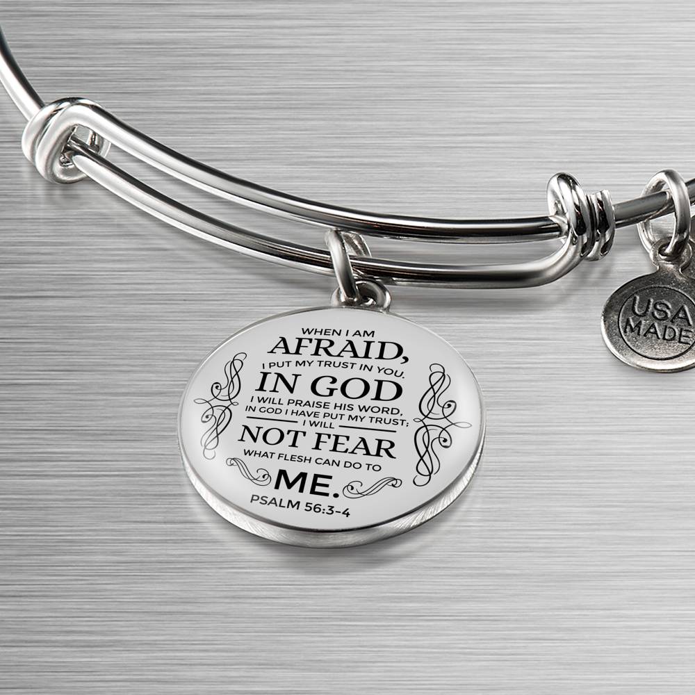 Trust In God Stainless Steel or 18k Gold Circle Bangle Bracelet - Express Your Love Gifts