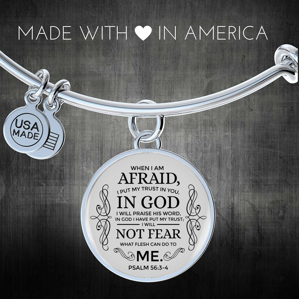 Trust In God Stainless Steel or 18k Gold Circle Bangle Bracelet - Express Your Love Gifts