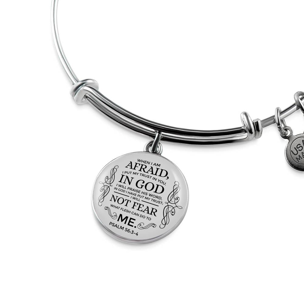 Trust In God Stainless Steel or 18k Gold Circle Bangle Bracelet - Express Your Love Gifts