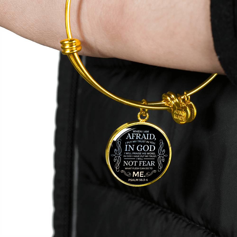 Trust In God Stainless Steel or 18k Gold Circle Bangle Bracelet - Express Your Love Gifts