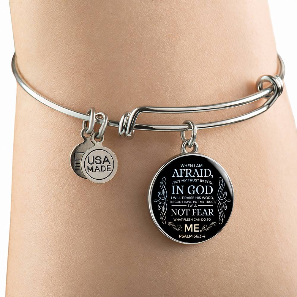 Trust In God Stainless Steel or 18k Gold Circle Bangle Bracelet - Express Your Love Gifts