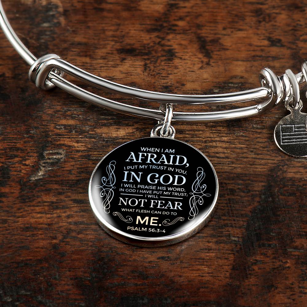 Trust In God Stainless Steel or 18k Gold Circle Bangle Bracelet - Express Your Love Gifts