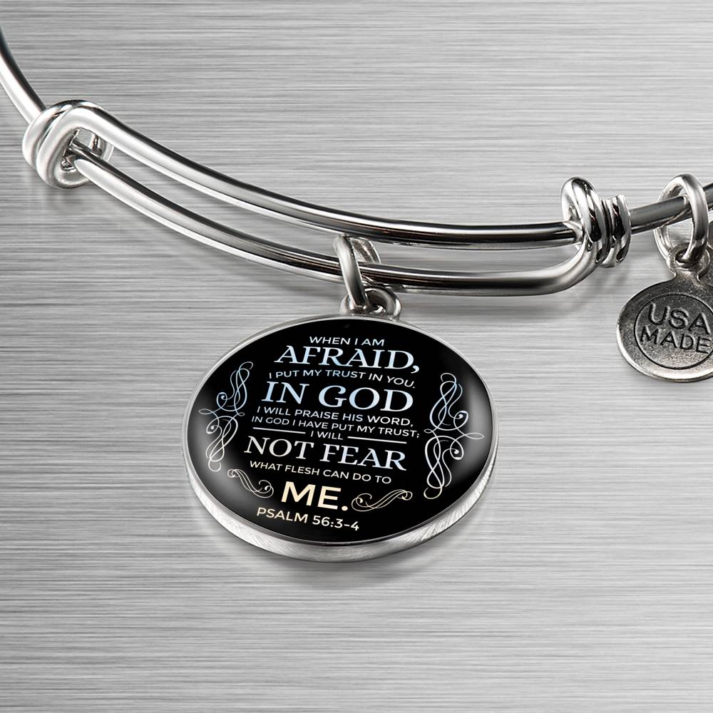 Trust In God Stainless Steel or 18k Gold Circle Bangle Bracelet - Express Your Love Gifts