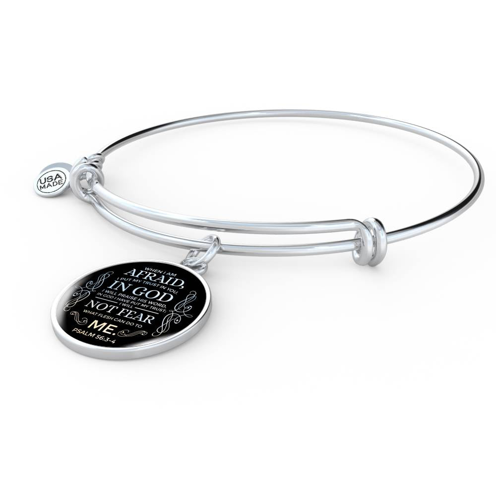 Trust In God Stainless Steel or 18k Gold Circle Bangle Bracelet - Express Your Love Gifts