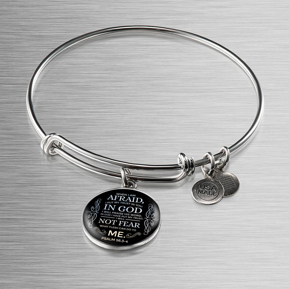 Trust In God Stainless Steel or 18k Gold Circle Bangle Bracelet - Express Your Love Gifts