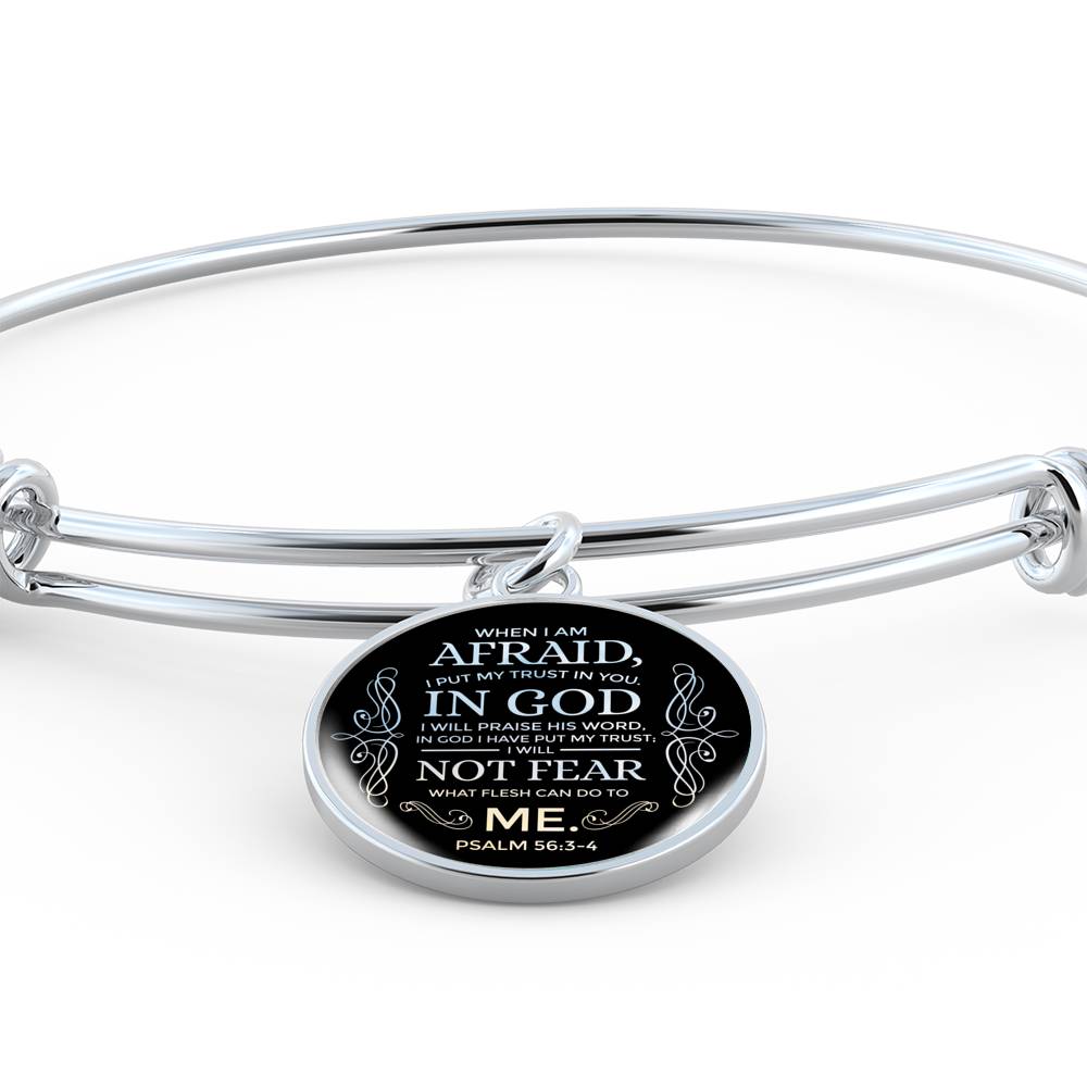 Trust In God Stainless Steel or 18k Gold Circle Bangle Bracelet - Express Your Love Gifts