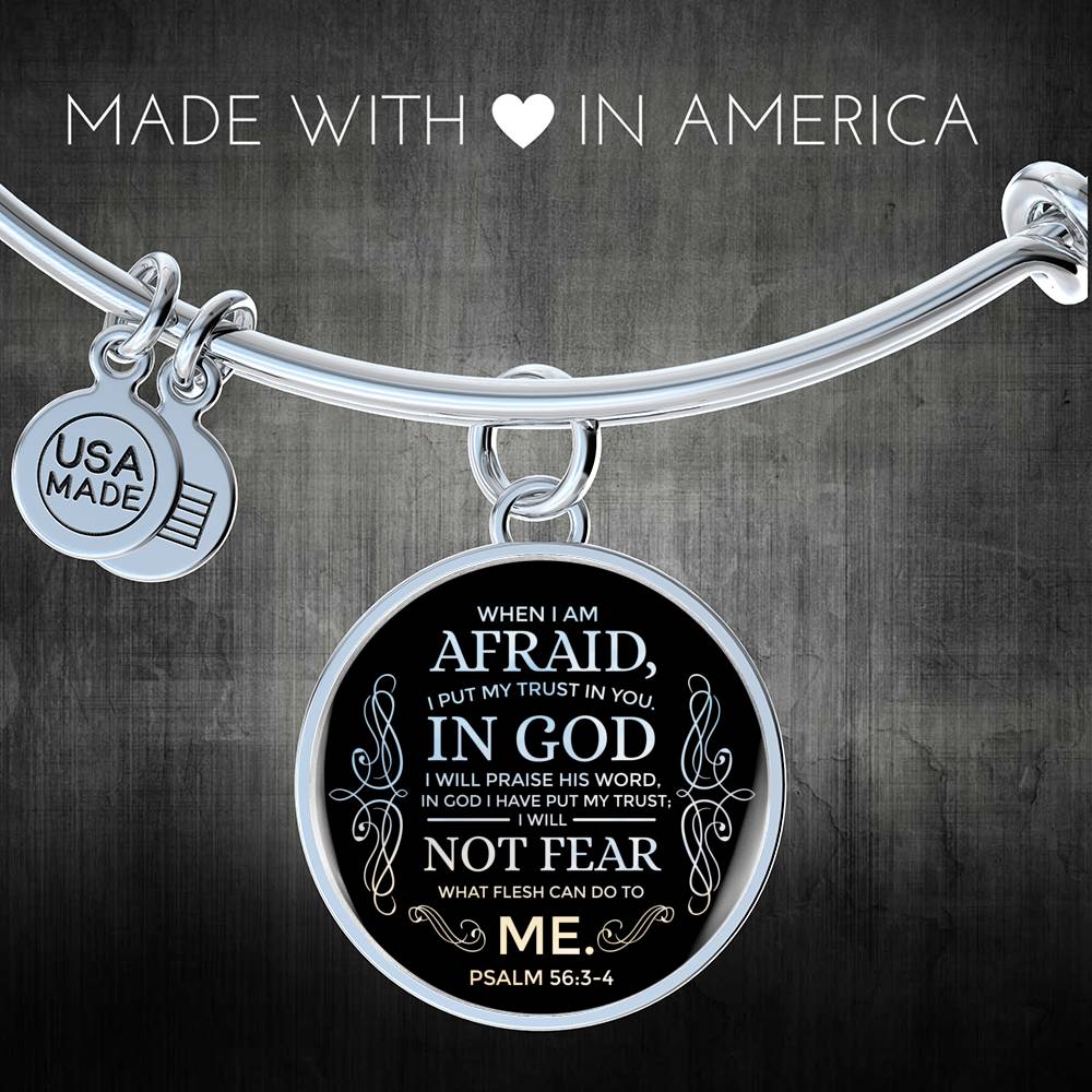 Trust In God Stainless Steel or 18k Gold Circle Bangle Bracelet - Express Your Love Gifts