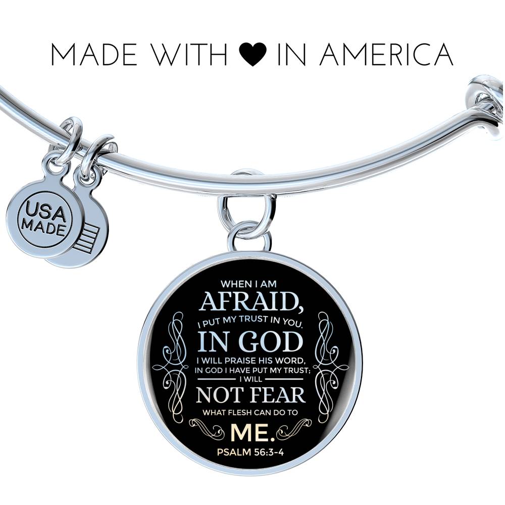 Trust In God Stainless Steel or 18k Gold Circle Bangle Bracelet - Express Your Love Gifts